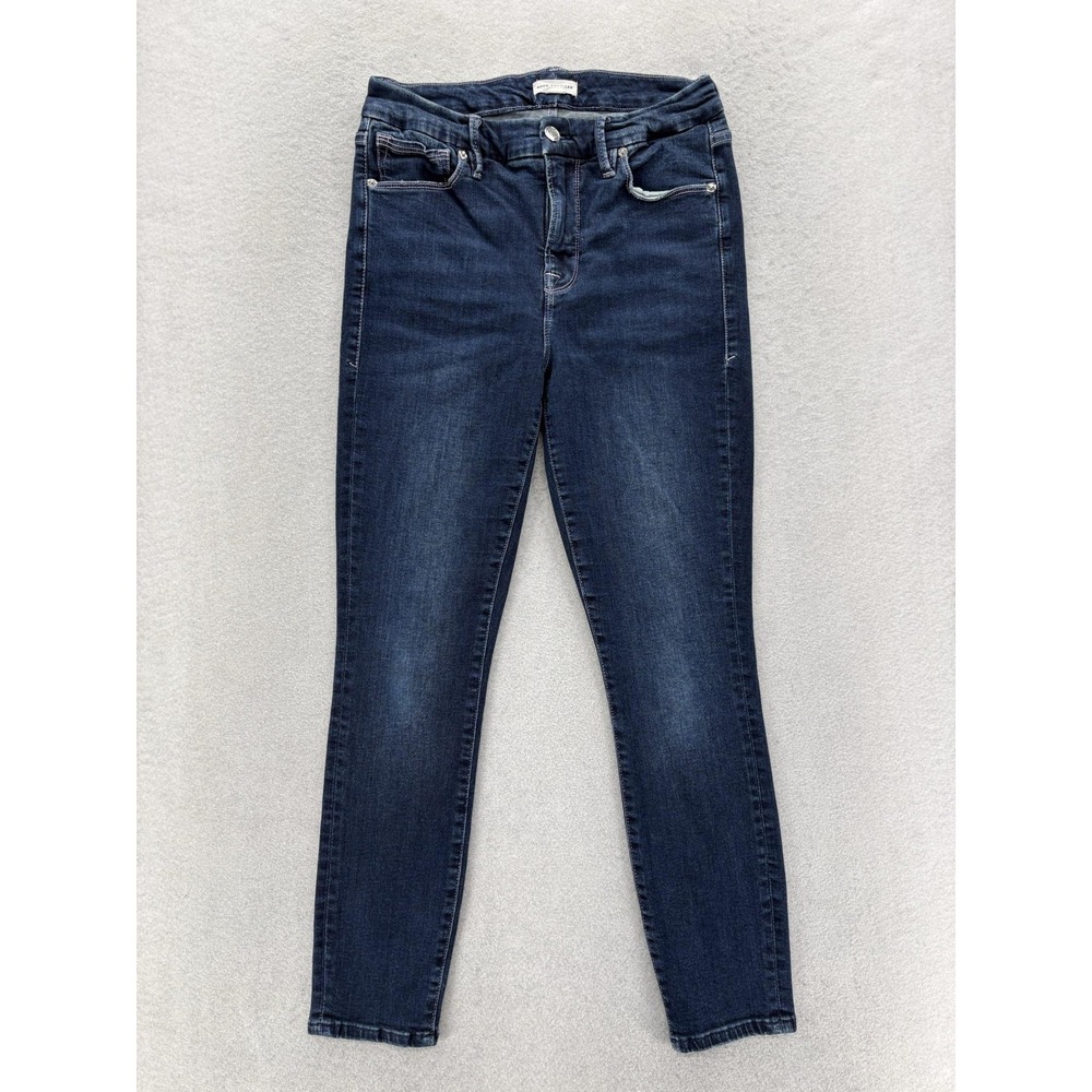 Good American Good Legs Crop Skinny Jeans Womens 8/29 Blue Dark Wash Mid Rise